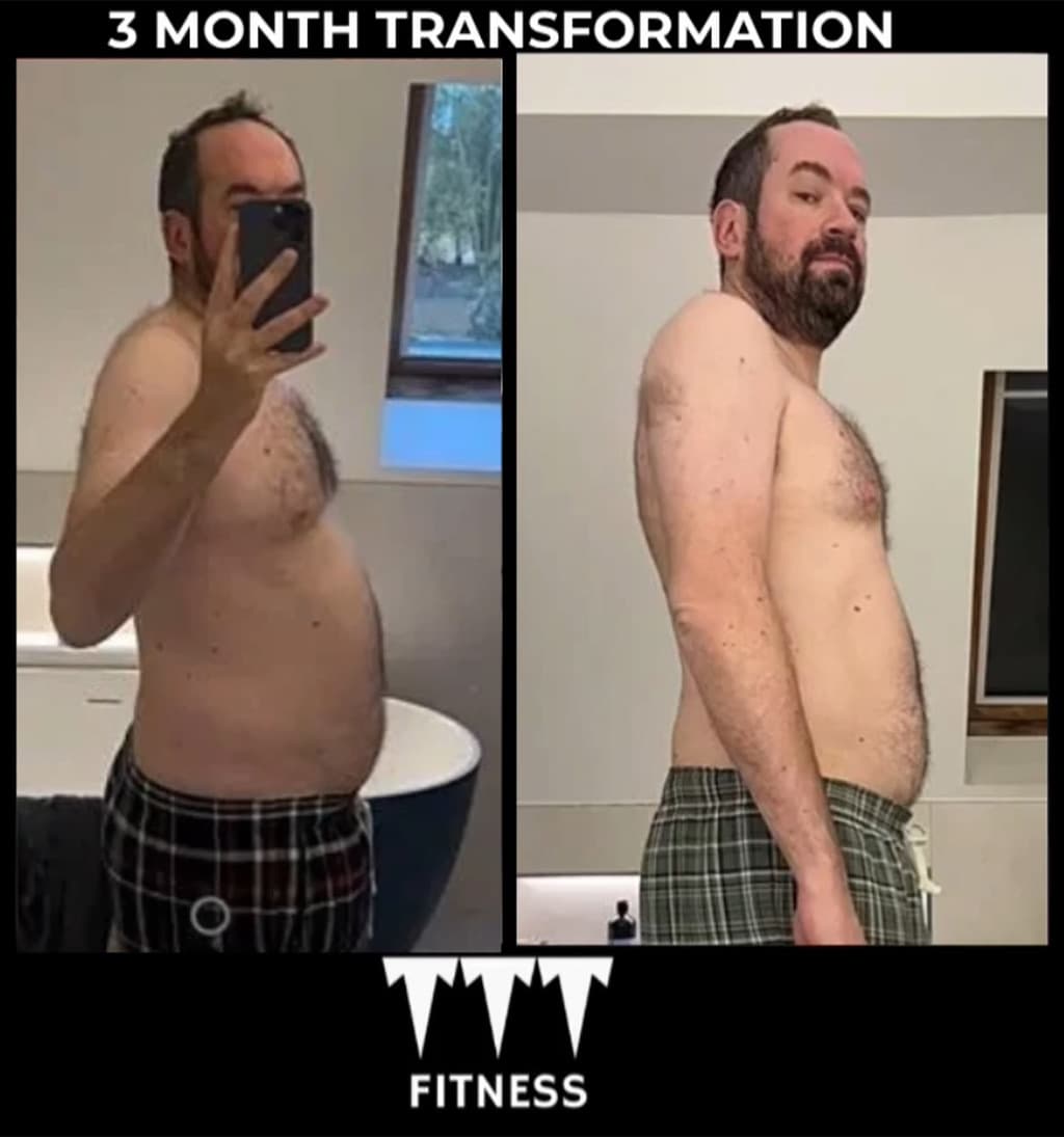 TTT Fitness client 3 month before and after transformation