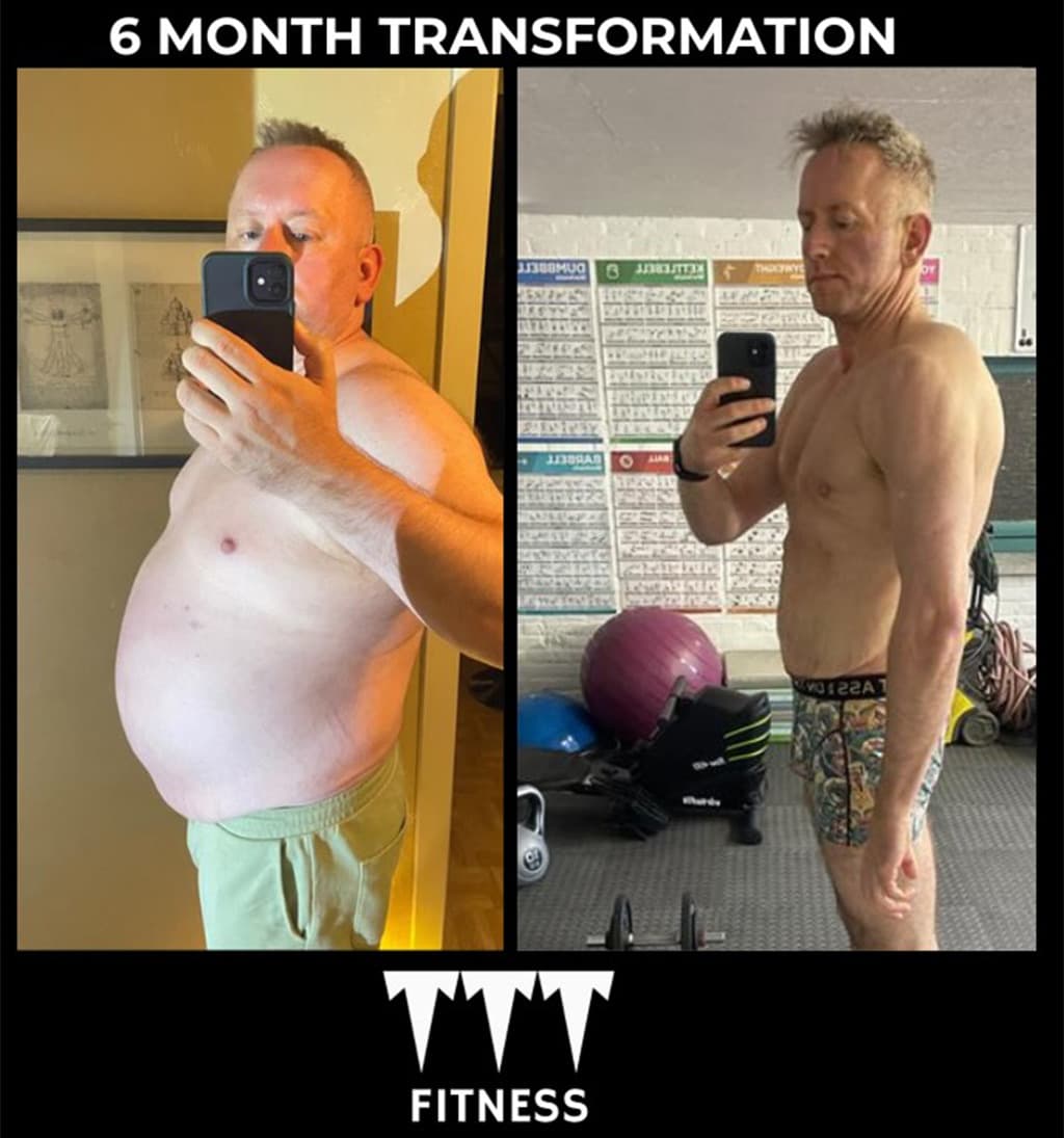 TTT Fitness client 6 month before and after transformation